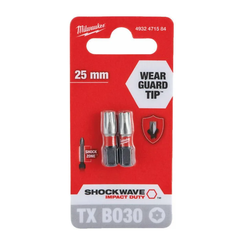Бита Milwaukee Shockwave TX BO30 25мм 2шт (4932471584)