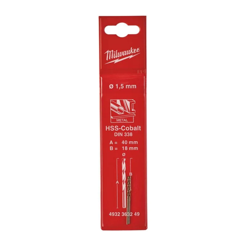 Сверло по металлу Milwaukee HSS-Co 1.5мм 2шт (4932363249)