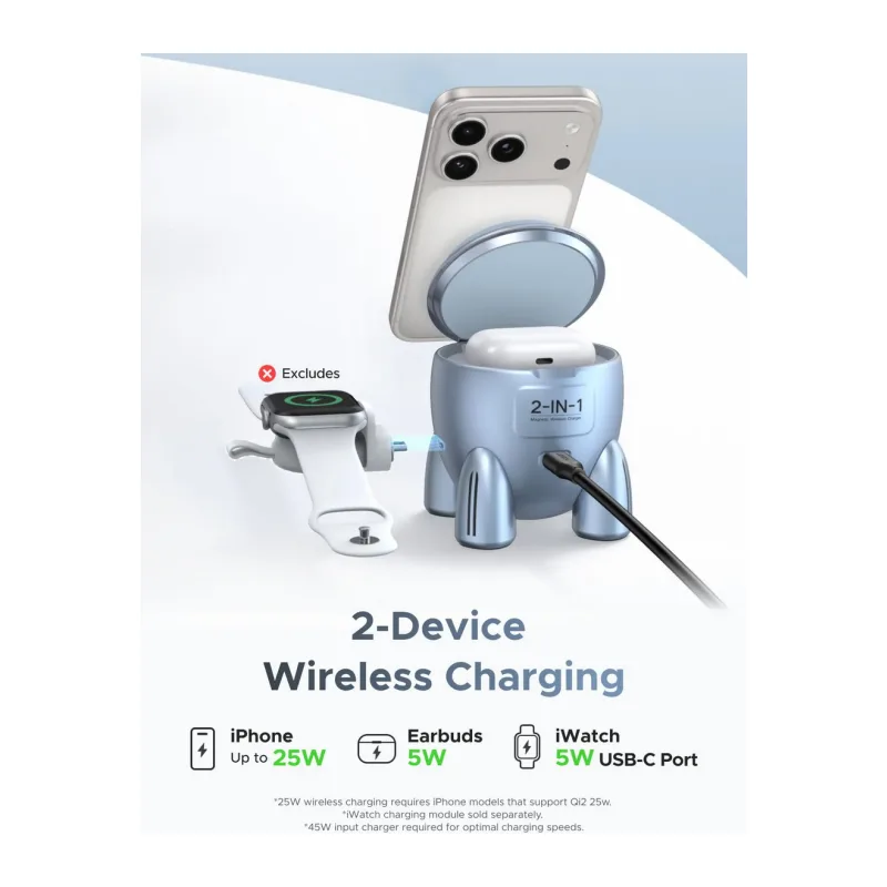 Беспроводное зарядное устройство Ugreen W713 Light Blue (65300)