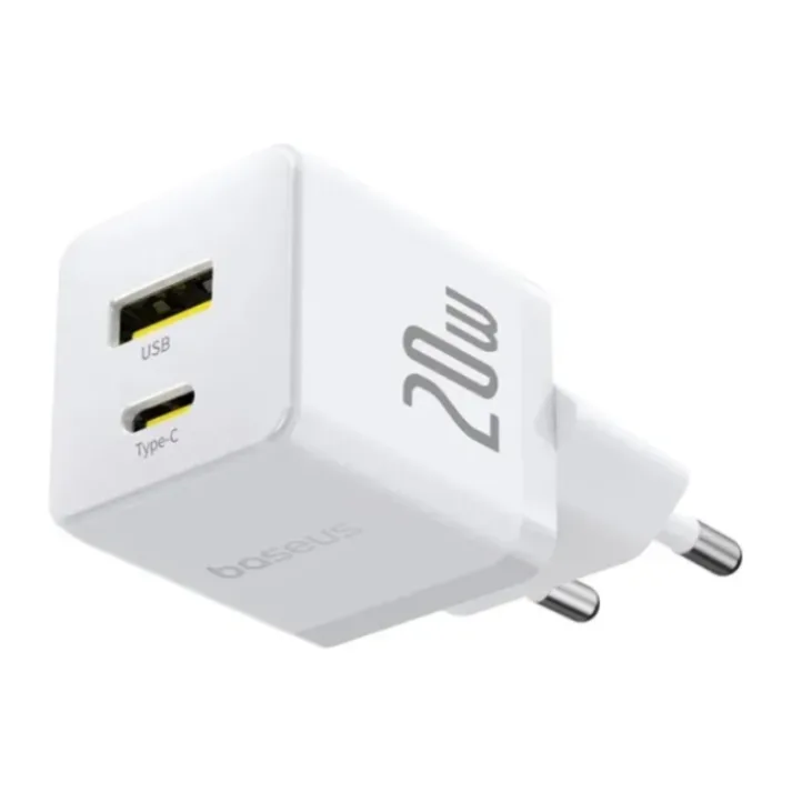 Сетевое зарядное устройство Baseus Palm C+U 20W EU Moon White (P10111608213-00)