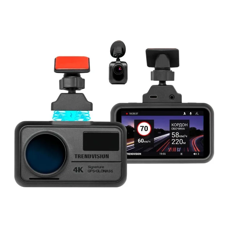 Автомобильный видеорегистратор TrendVision TDR-725 Real 4K 2CH черный
