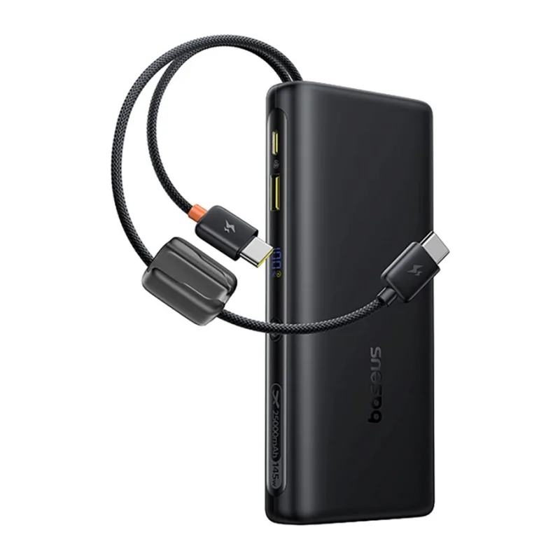 Портативное зарядное устройство Baseus E0028H EnerFill FC41 Digital Display Power Bank with Dual Built-in USB-C Cables 25000mAh 145W Cosmic Black (E0028H03)