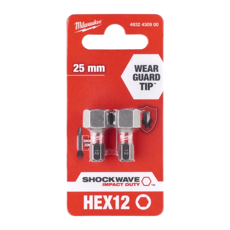 Бита Milwaukee Shockwave Hex12 25 мм 2шт (4932430900)