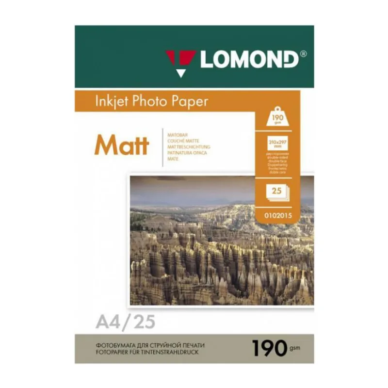 Фотобумага Lomond матовая двусторонняя A4 190 г/кв.м. 50 листов 0102015