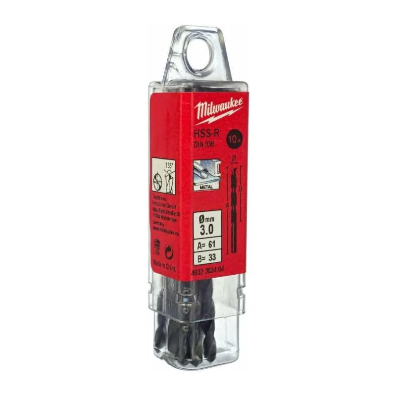 Сверло по металлу Milwaukee HSS-R 3.0мм 10шт (4932363464)