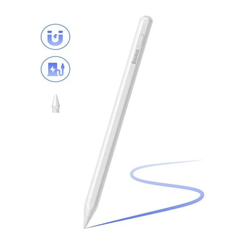 Стилус Baseus P80015804213-00 Smooth Writing 2 Series Dual Charging Stylus Active Wireless Version, Moon White (With USB-C cable and active pen tip)
