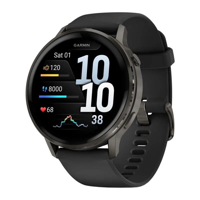 Умные часы Garmin Venu 4 45mm Slate Case Black Silicone Band (010-03014-00)