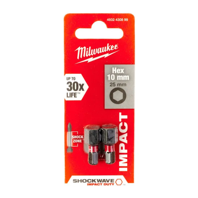 Набор бит Milwaukee Shockwave Hex10 25мм (2шт) 4932430899