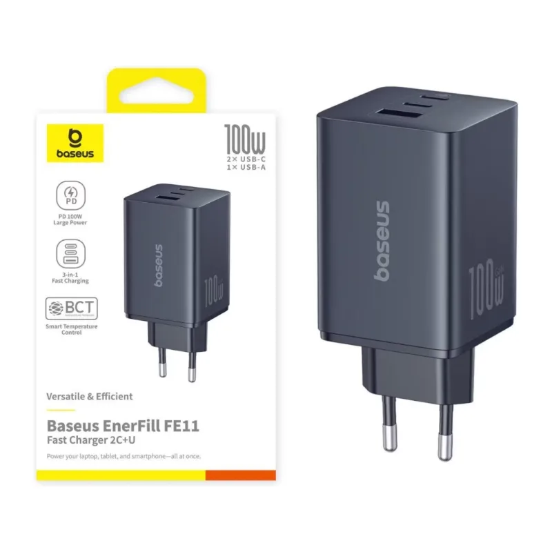Сетевое зарядное устройство Baseus FE11 Fast Charger 2C+U 100W EU Cosmic Black (P10182102123-00)