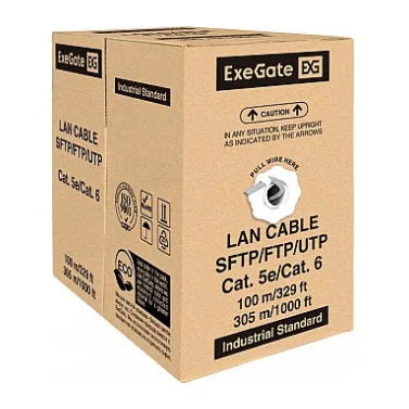 Кабель бухта ExeGate UTP4-C5e-CU-S24-IN-PVC-GY-305-FLUKE UTP EX301079RUS