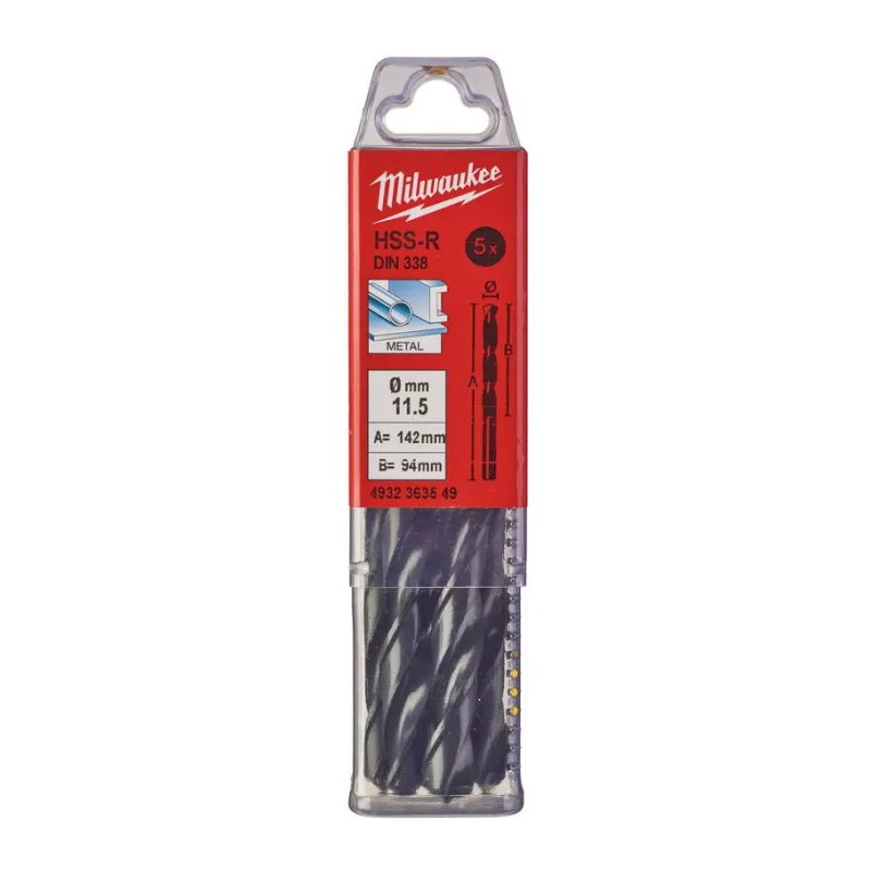 Сверло по металлу Milwaukee HSS-R 11.5мм 5шт (4932363549)