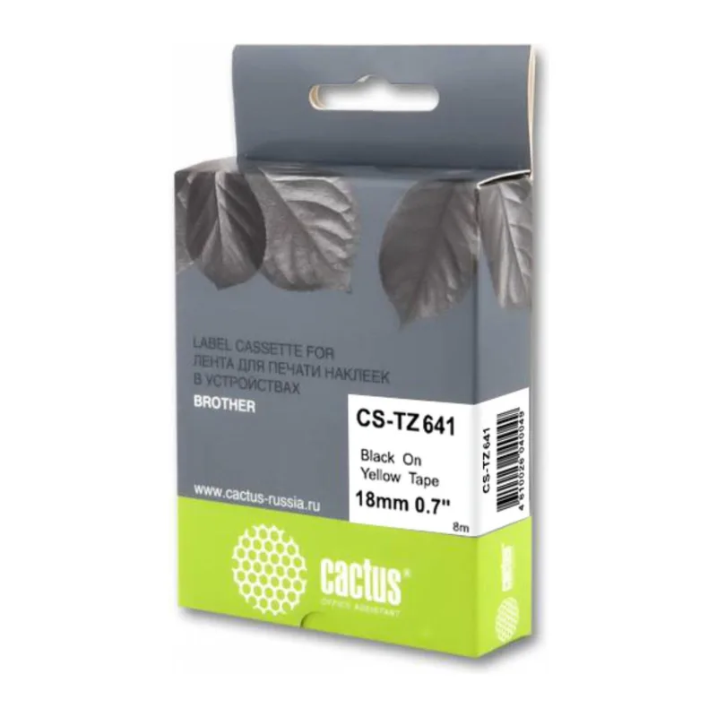 Картридж ленточный Cactus TZe-641 черный (CS-TZ641)