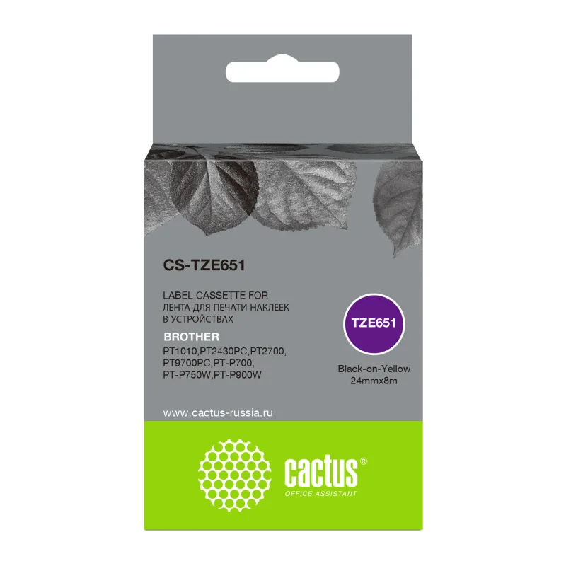 Картридж ленточный Cactus CS-TZE651 черный