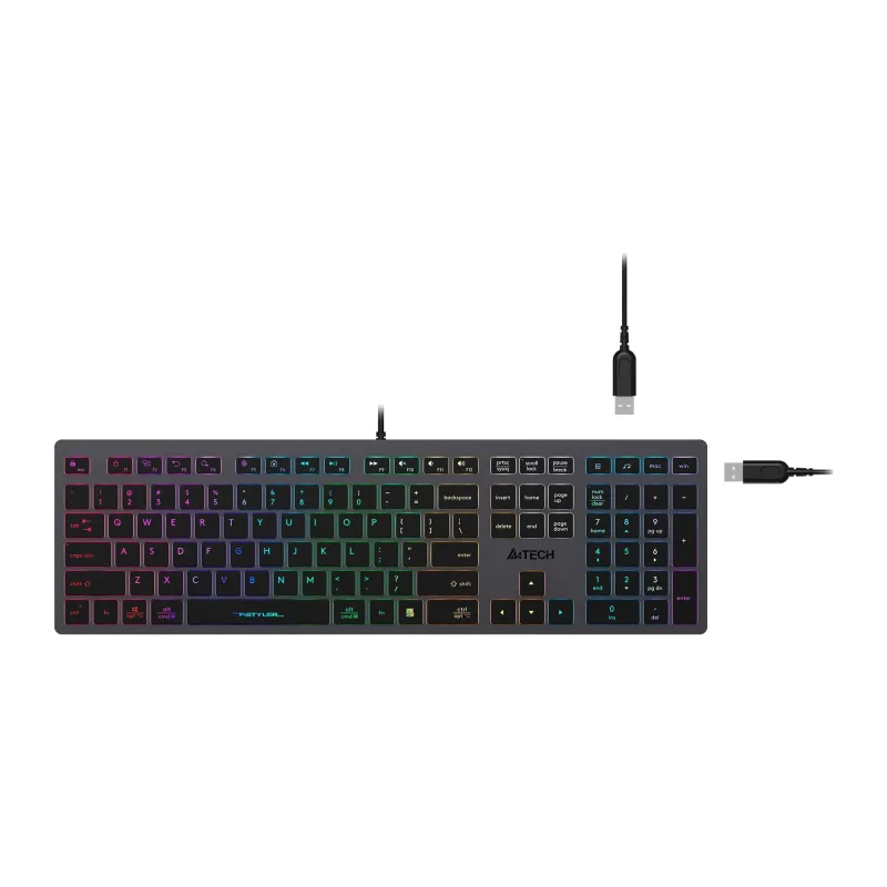 Клавиатура A4Tech Fstyler серый/неоновая подсветка (FX60H GREY/NEON)