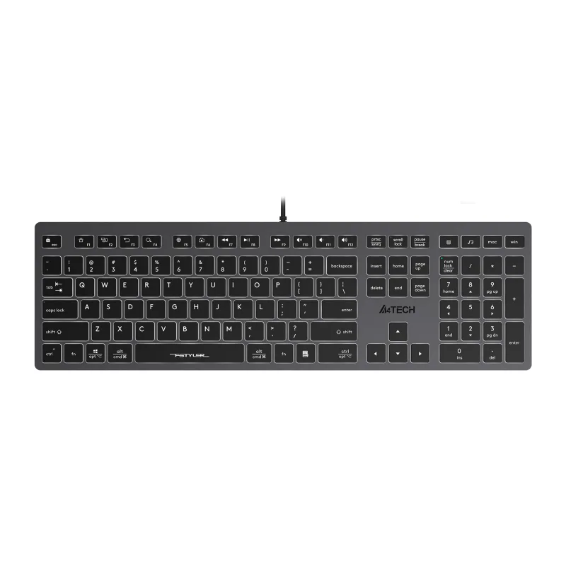 Клавиатура A4Tech Fstyler серый/белая подсветка (FX60H GREY/WHITE)