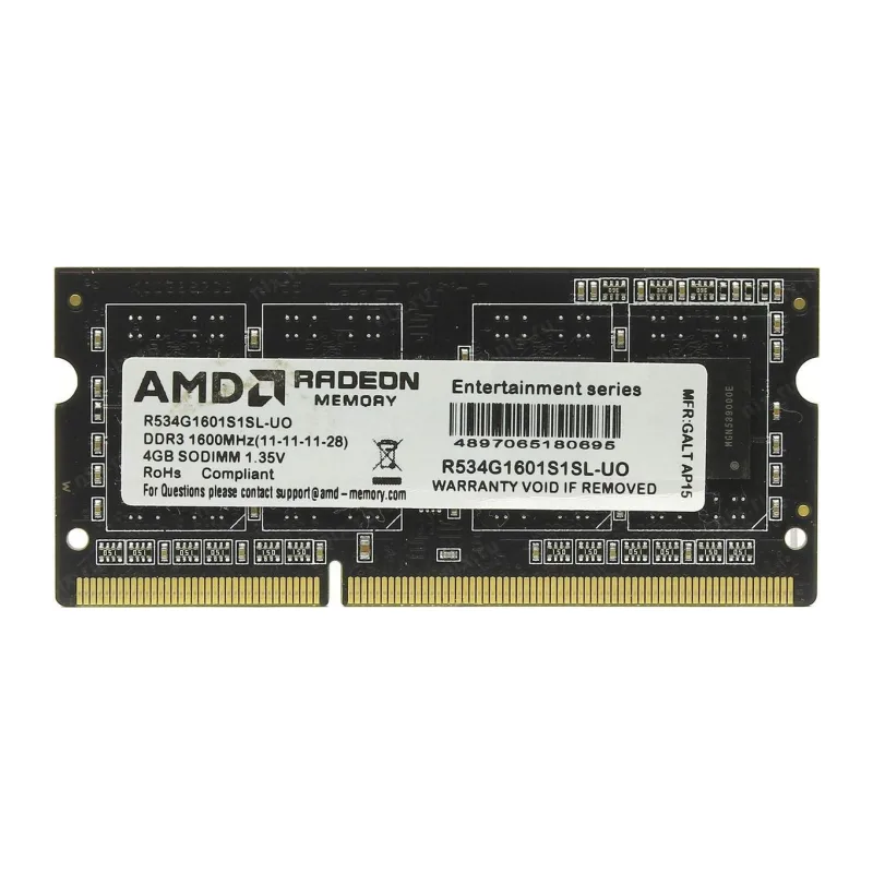 Оперативная память AMD DDR3-1600 4GB PC-12800 SODIMM (R534G1601S1SL-UO)