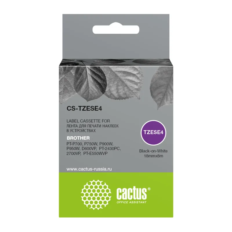 Картридж ленточный Cactus TZe-SE4 черный (CS-TZESE4)