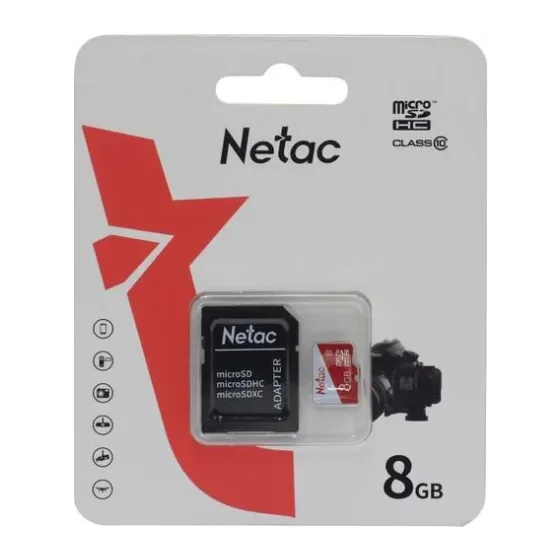 Карта памяти Netac P500 Eco microSDHC 8GB с адаптером (NT02P500ECO-008G-R)