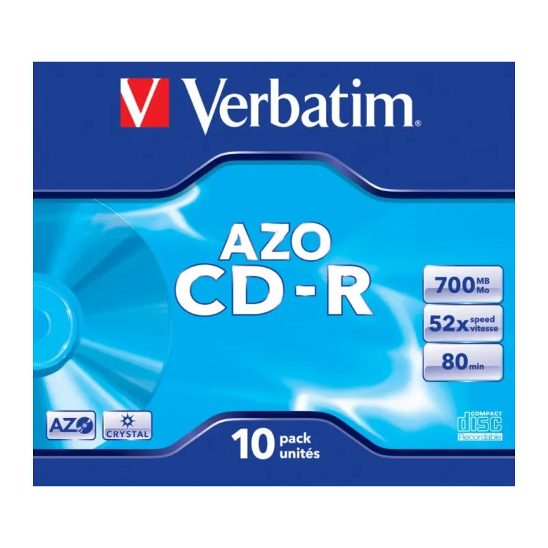 CD-R диск Verbatim AZO Crystal Jewel Case 10шт (43327)