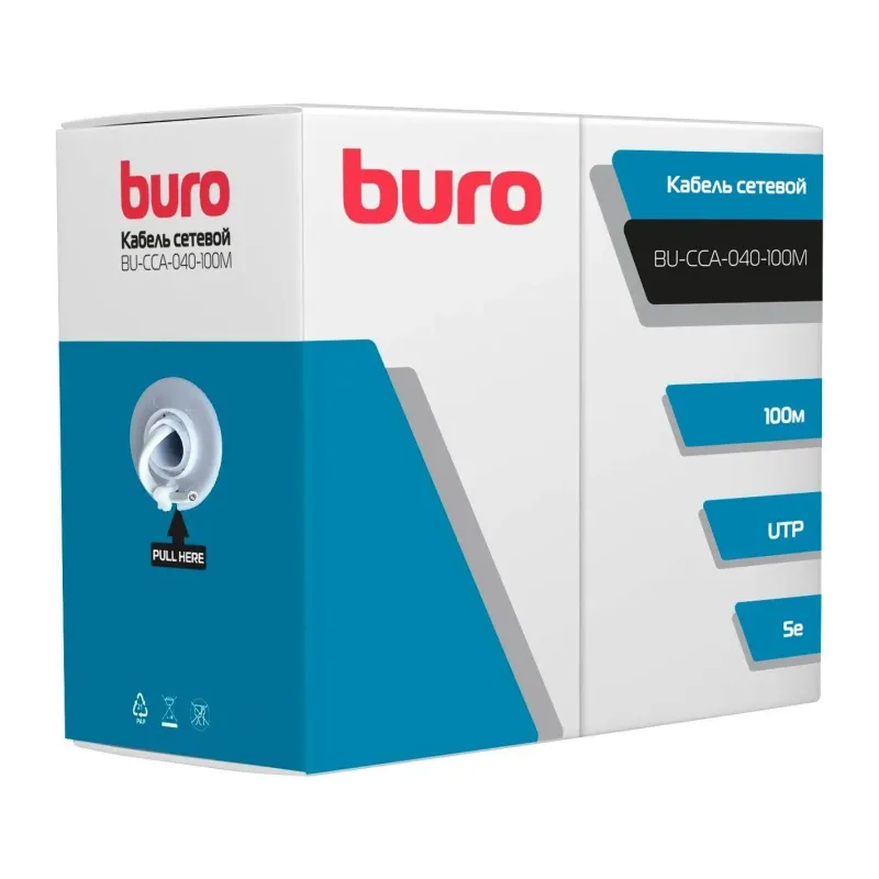 Сетевой кабель Buro BU-CCA-040-100M 100м серый