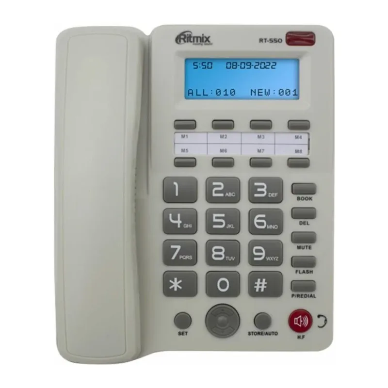 Проводной телефон Ritmix RT-550 белый/серый