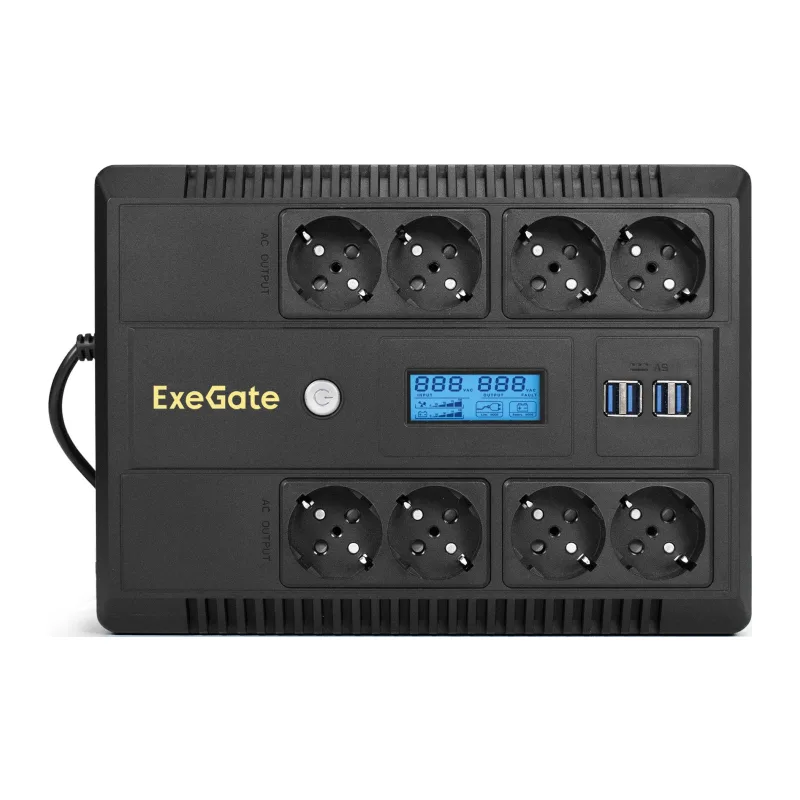Источник бесперебойного питания ExeGate NEO Smart LHB-1000.LCD.AVR.8SH.CH.USB (EX293858RUS)