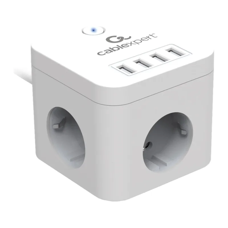 Сетевой фильтр Cablexpert CUBE-3-U4-W-1.5