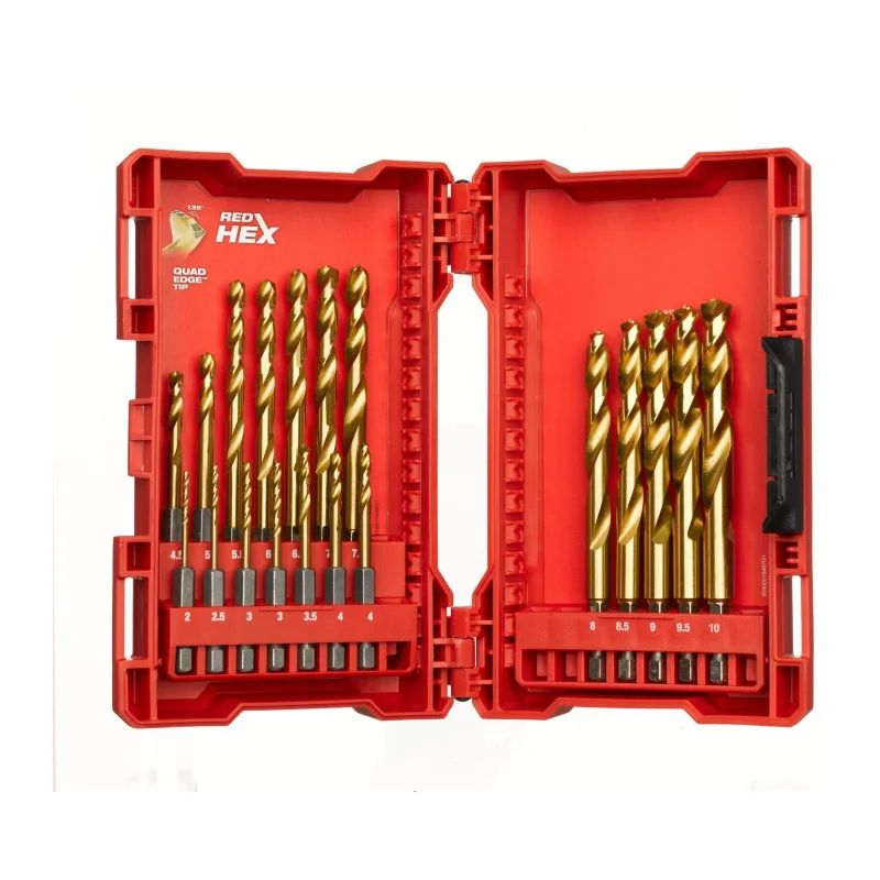 Набор сверл по металлу Milwaukee RedHEX HSS-G TiN 2-10мм 19шт (4932493866)