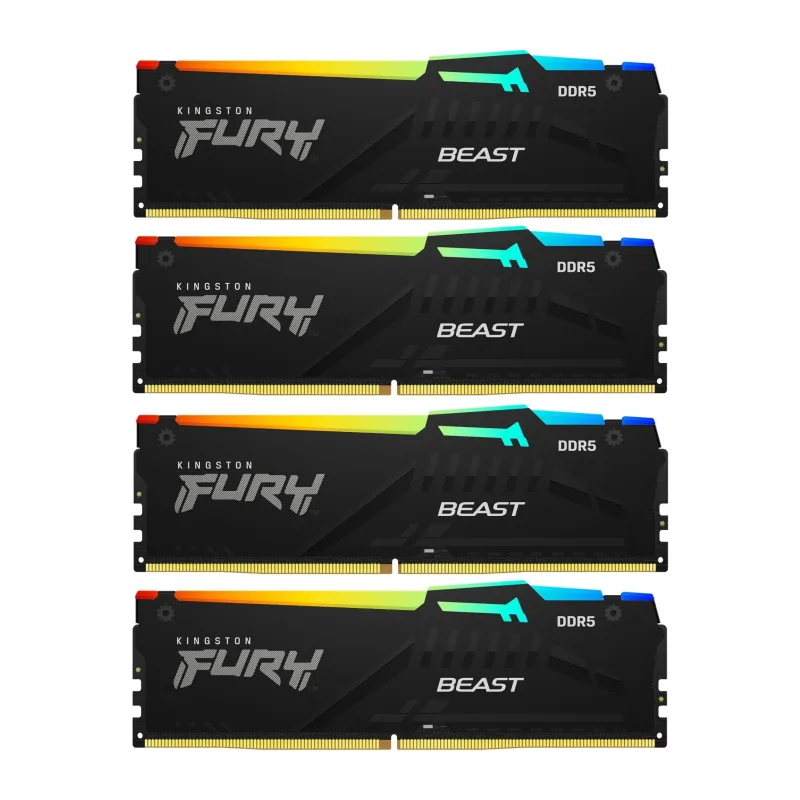 Оперативная память Kingston Fury Beast Black RGB DDR5 4x32GB (KF556C40BBAK4-128)