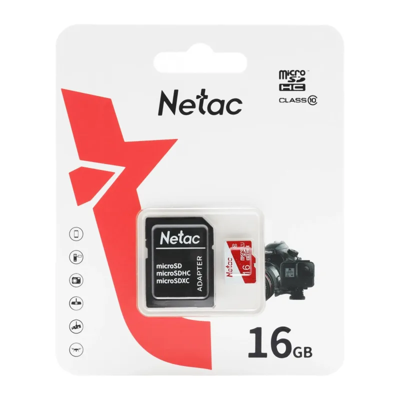Катра памяти  MicroSDXC Netac P500 ECO 16GB NT02P500ECO-016G-R (с адаптером)