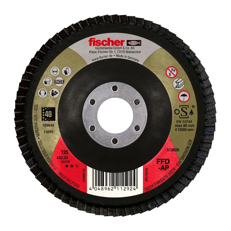 Диск лепестковый Fischer FFD-AP 125 K80 Inox (512528)