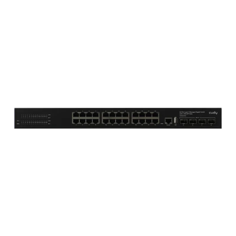 Коммутатор Cudy GS5024S4 (L3, 24 x 1Gb RJ45, 4x 10G SFP+, 19", Сертификат ОАЦ)