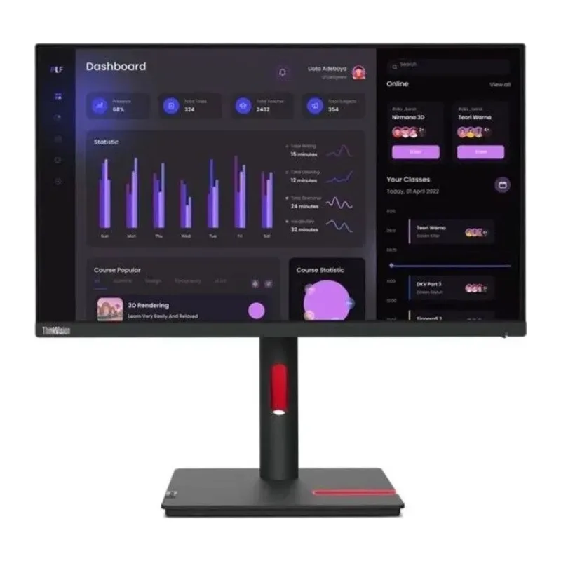Монитор Lenovo ThinkVision T24i-30 черный (63CFMATXUK)