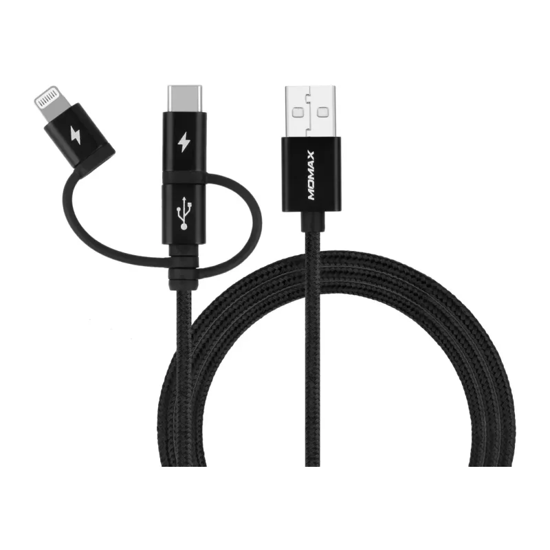 Кабель Momax OneLink 3-in-1 DX1D 1м Black