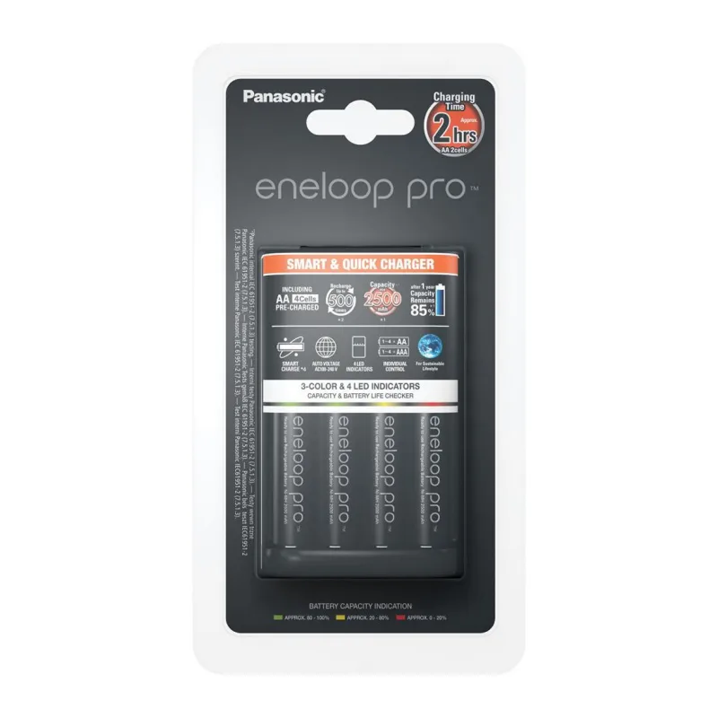 Аккумулятор с зарядным устройством Panasonic Eneloop BQ-CC55/4xBK-3HCDE Pro Charger (K-KJ55HCD40E)