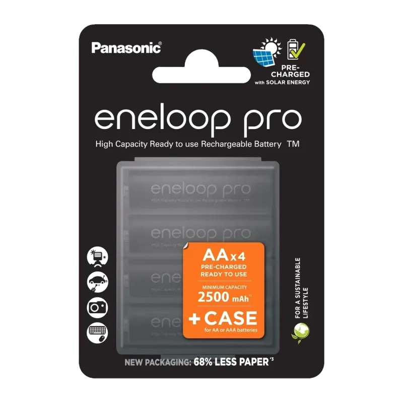 Аккумулятор Panasonic Eneloop Pro AA 2500mAh (BK-3HCDE/4CP+case)