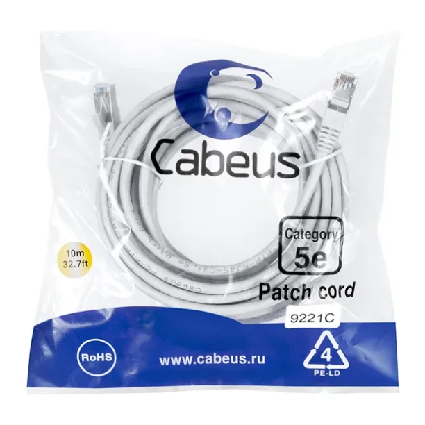Патч-корд Cabeus PC-FTP-RJ45-Cat.5e-20m-LSZH серый