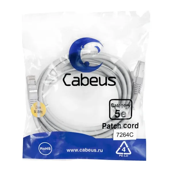 Патч-корд Cabeus PC-FTP-RJ45-Cat.5e-3m серый