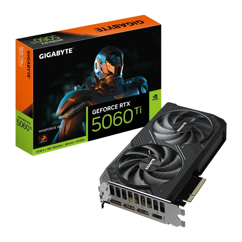 Видеокарта GigaByte GeForce RTX 5060 Ti Windforce 16GB GDDR7 (GV-N506TWF2-16GD)