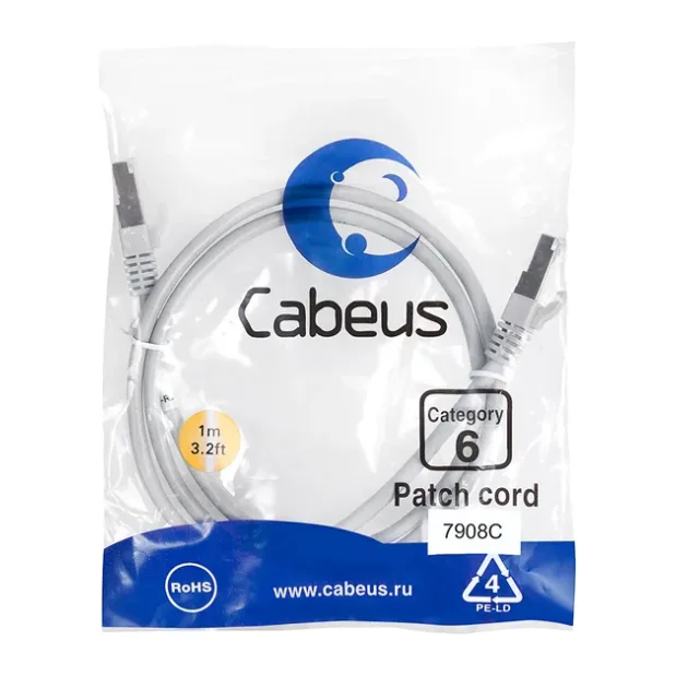Патч-корд Cabeus PC-FTP-RJ45-CAT.6-1M-LSZH серый