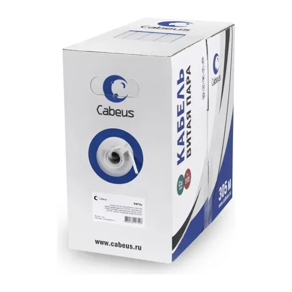 Кабель витая пара Cabeus UTP-4P-Cat.6-SOLID-LSZH-GY (7178c)