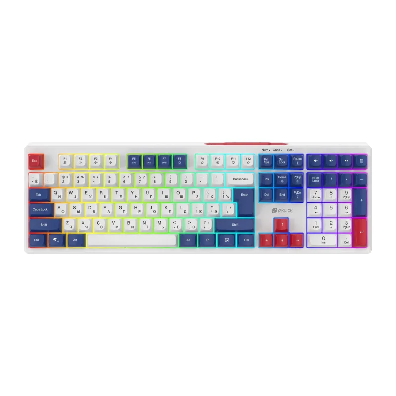 Клавиатура Oklick 725G белый/красный (2070294)