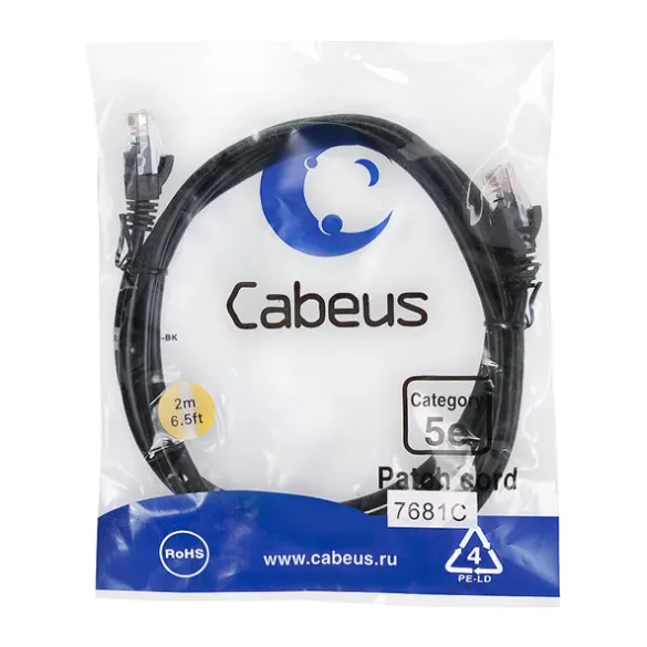 Патч-корд Cabeus PC-UTP-RJ45-Cat.5e-2m-BK черный
