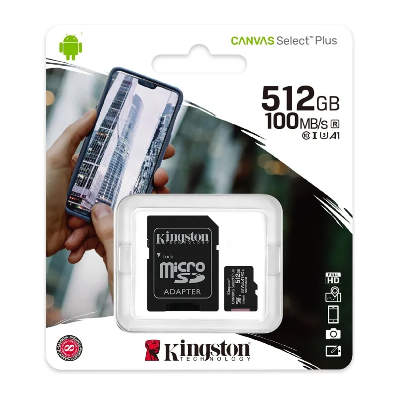 Карта памяти Kingston Canvas Select Plus 512GB с адаптером (SDCS3/512GB)