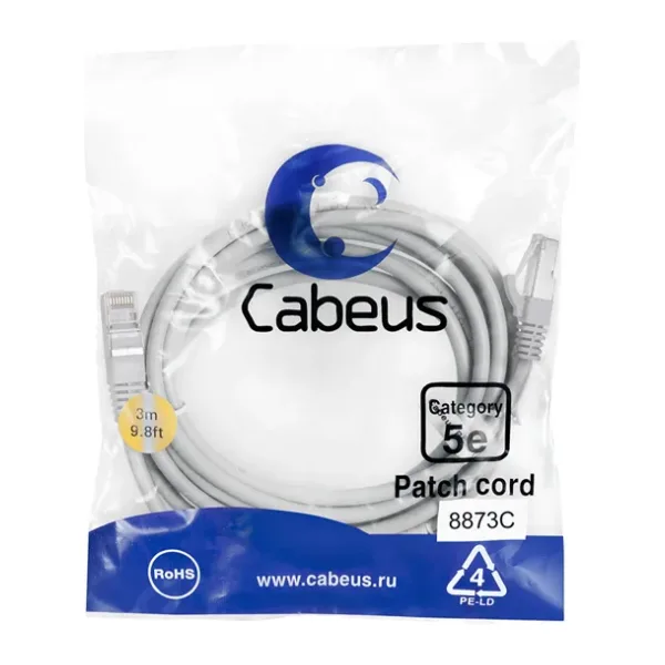 Патч-корд Cabeus PC-FTP-RJ45-Cat.5e-3m-LSZH серый