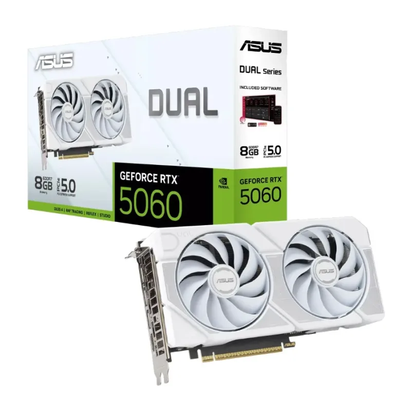 Видеокарта ASUS GeForce RTX 5060 Dual White OC 8GB GDDR7 DUAL-RTX5060-O8G-WHITE (90YV0N15-M0NA00)
