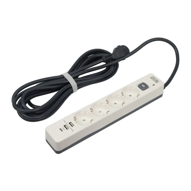 Сетевой фильтр Powercom SP-01 3м белый/серый (USB2A1CW)