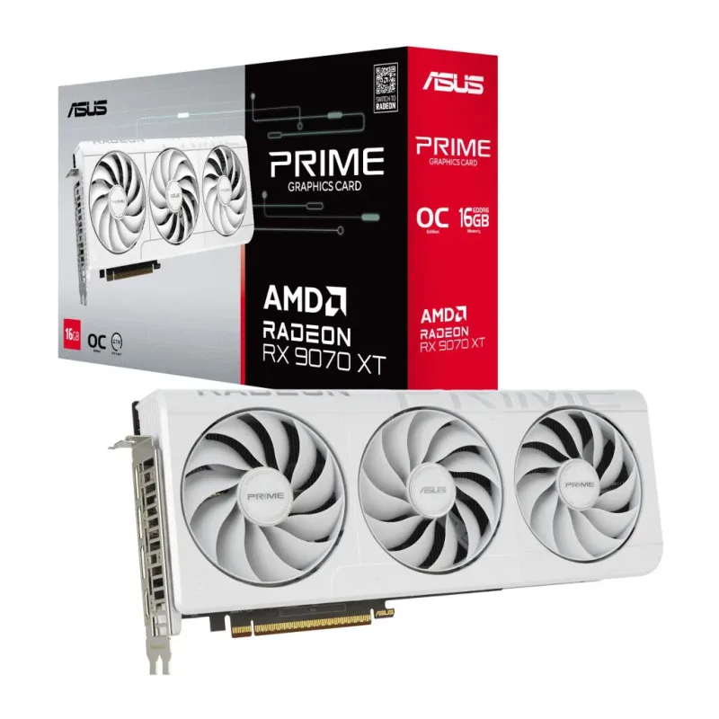 Видеокарта ASUS RX 9070 XT Prime White OC 16GB GDDR6 PRIME-RX9070XT-O16G-WHITE (90YV0L75-M0NA00)