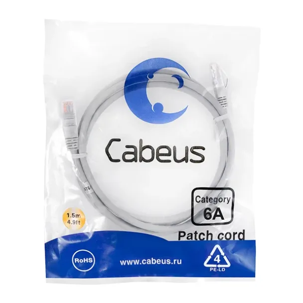 Патч-корд Cabeus PC-UTP-RJ45-Cat.6a-1.5m-LSZH серый