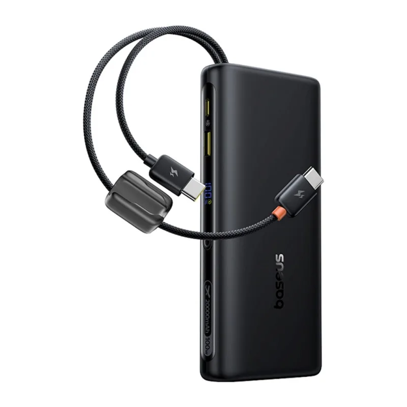 Портативное зарядное устройство Baseus E0028N EnerFill FC41 Digital Display Power Bank with Dual Built-in USB-C Cables 20000mAh 100W Cosmic Black (E0028N03)